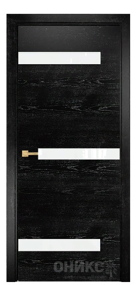 Дверь Оникс модель Силуэт цвет Эмаль черная патина серебро лакобель белый