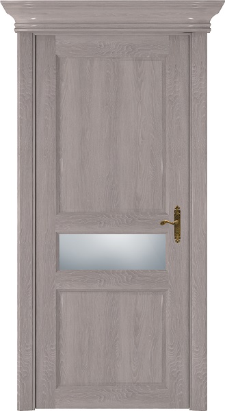 Дверь Status Classic модель 534 Дуб серый стекло Сатинато белое