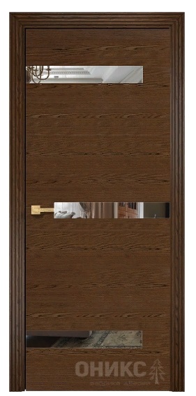 Дверь Оникс модель Силуэт цвет Тангентальный орех зеркало