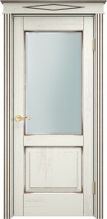 Дверь Массив Дуба модель Д13 цвет эмаль F120+черная патина стекло Фацет