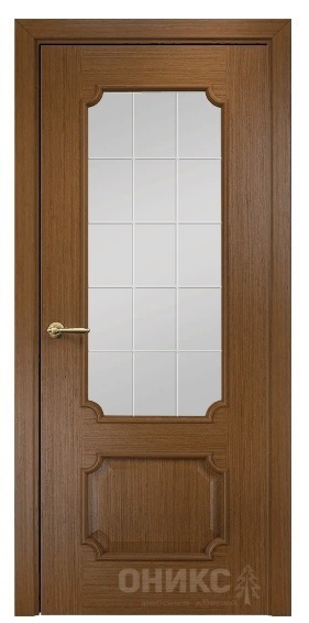 Дверь Оникс модель Палермо цвет Орех сатинат гравировка Решетка