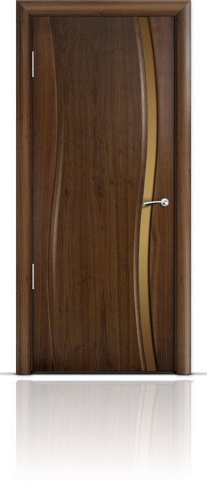 Дверь Мильяна Омега Американский орех триплекс узкий бронзовый