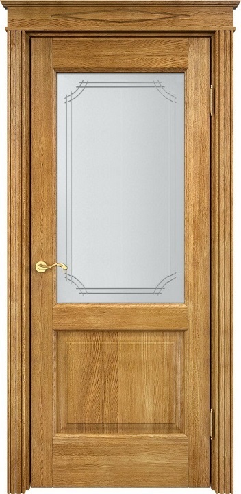 Дверь Массив Дуба модель Д13 цвет Светлый Орех 5% стекло 13-5