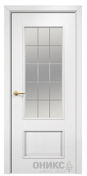 Дверь Оникс модель Марсель цвет Эмаль белая сатинат печать Решетка