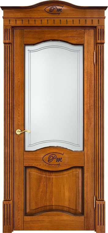 Дверь Массив Дуба модель Д3 цвет Медовый+патина орех стекло 3-2