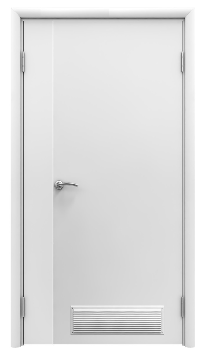 Aquadoor Дверь гладкая белая пластиковая с вентиляционной решеткой