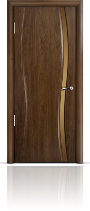 Дверь Мильяна Омега-1 Американский орех триплекс узкий бронзовый