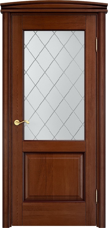 Дверь Массив Ольхи модель Ол13 цвет Коньяк+патина стекло