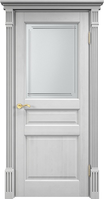 Дверь Массив Сосны модель 5ш цвет Белый воск стекло 5-4