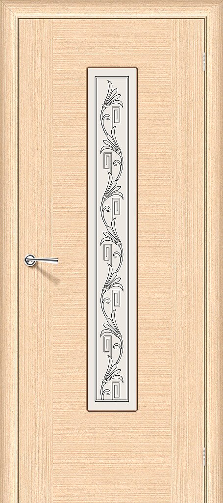Дверь Браво модель Рондо цвет Белый дуб (Ф-22) Стекло Белое