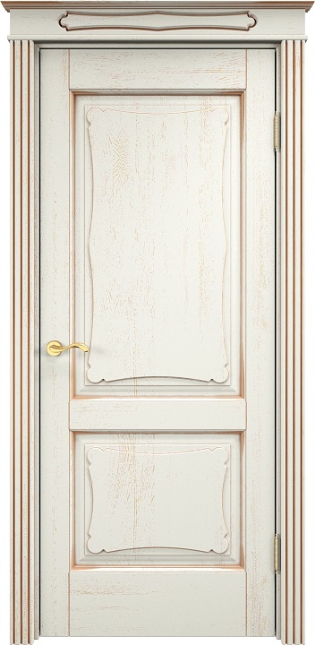 Дверь Массив Дуба модель Д6 цвет цвет эмаль F120+патина золото