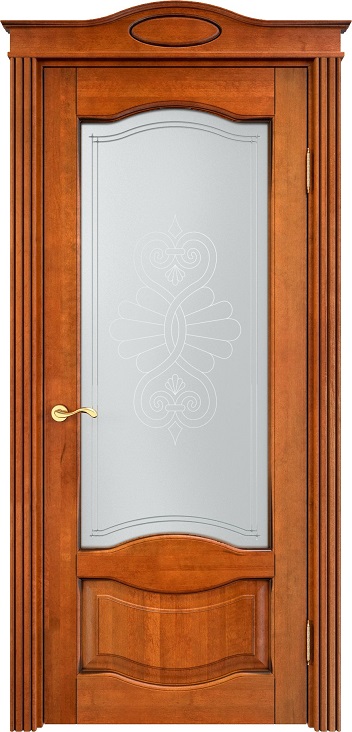 Дверь Массив Ольхи модель Ол33 цвет Медовый+патина орех стекло 33-1