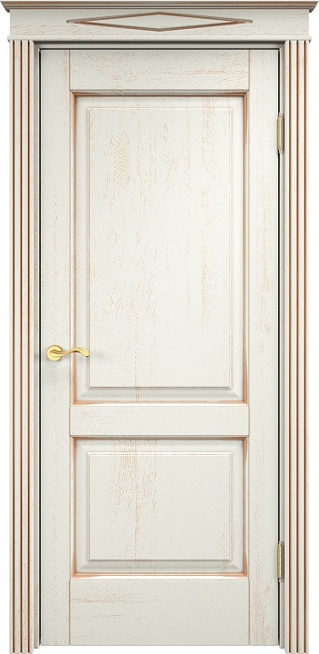 Дверь Массив Дуба модель Д13 цвет эмаль F120+патина золото
