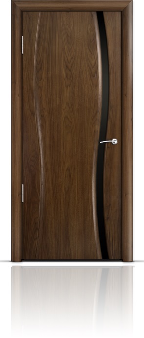 Дверь Мильяна Омега-1 Американский орех триплекс узкий черный