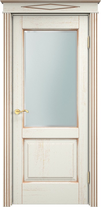 Дверь Массив Дуба модель Д13 цвет эмаль F120+патина золото стекло Фацет