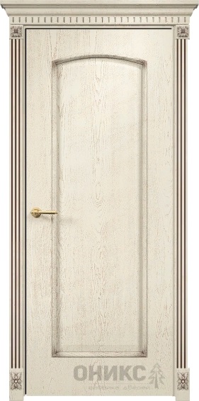 Дверь Оникс модель Глория цвет Слоновая кость патина коричневая