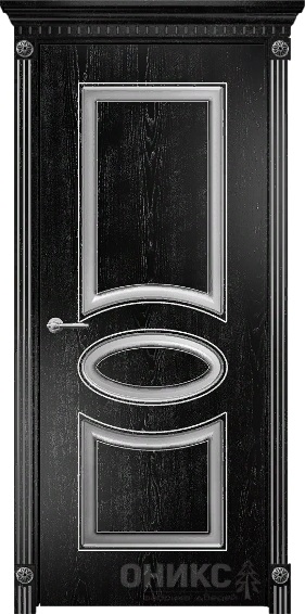 Дверь Оникс модель Эллипс фреза-2 цвет Эмаль черная патина серебро