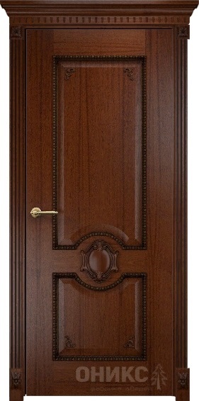 Дверь Оникс модель Рада с декором цвет Красное дерево патина черная