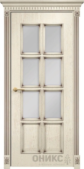 Дверь Оникс модель Неаполь цвет Слоновая кость патина коричневая сатинат
