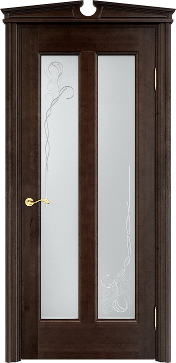 Дверь Массив Ольхи модель Ол102 цвет Темный орех 15% стекло 102-2