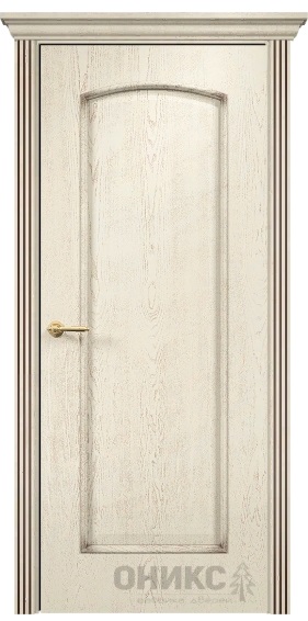 Дверь Оникс модель Глория цвет Слоновая кость патина коричневая