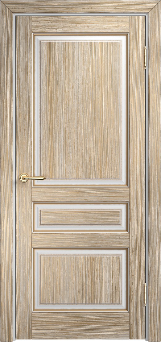 Дверь Мадера Винтаж модель 5Ш браш цвет Белый грунт патина золото