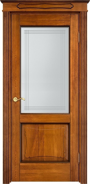 Дверь Массив Дуба модель Д6 цвет Медовый+патина орех стекло 6-7