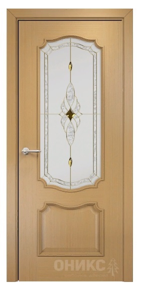 Дверь Оникс модель Венеция цвет Анегри стекло витраж Бевелс