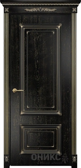 Дверь Оникс модель Мадрид цвет Эмаль черная патина золото