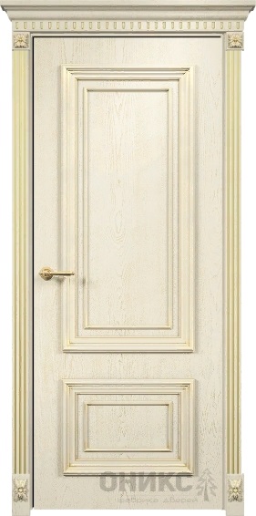 Дверь Оникс модель Мадрид цвет Слоновая кость патина золото