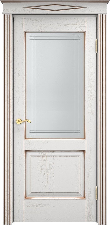 Дверь Массив Дуба модель Д13 цвет Грунт+патина орех стекло 13-6