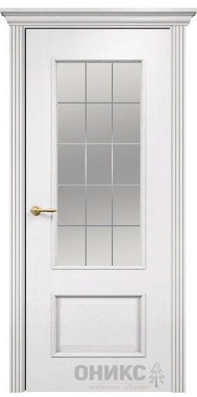 Дверь Оникс модель Марсель цвет Эмаль белая сатинат печать Решетка