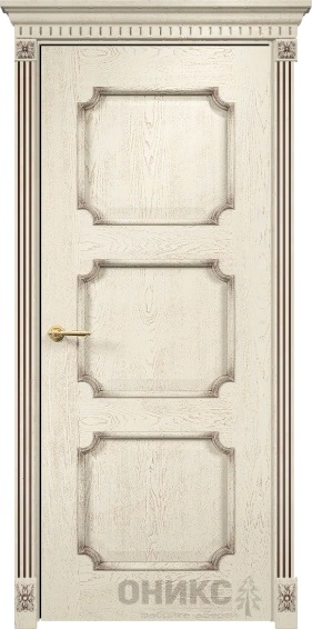 Дверь Оникс модель Валенсия цвет Слоновая кость патина коричневая