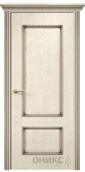 Дверь Оникс модель Марсель с декором цвет Слоновая кость патина коричневая