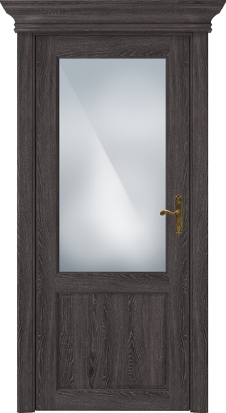 Дверь Status Classic модель 521 Дуб патина стекло Сатинато белое