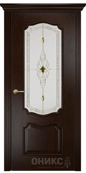 Дверь Оникс модель Венеция цвет Палисандр стекло витраж Бевелс