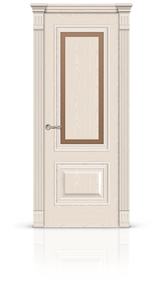 Дверь СитиДорс модель Элеганс-4 цвет Ясень крем триплекс бронза