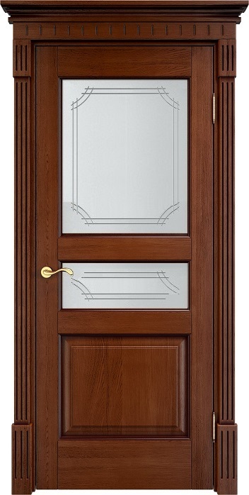 Дверь Массив Дуба модель Д5 цвет Коньяк+патина стекло 5-1/5-1