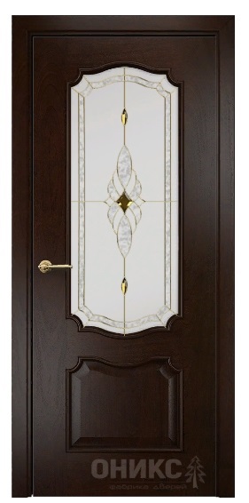 Дверь Оникс модель Венеция цвет Палисандр стекло витраж Бевелс