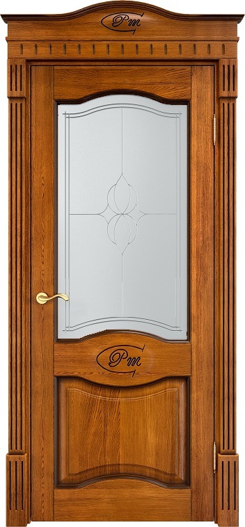 Дверь Массив Дуба модель Д3 цвет Медовый+патина орех стекло 3-3