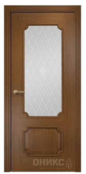 Дверь Оникс модель Палермо цвет Орех сатинат гравировка Британия