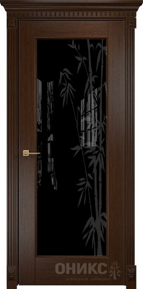 Дверь Оникс модель Техно цвет Венге триплекс черный пескоструй-5