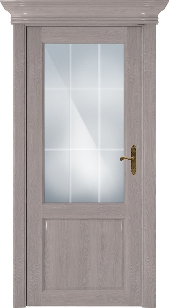 Дверь Status Classic модель 521 Дуб серый стекло сатинато белое решётка Англия