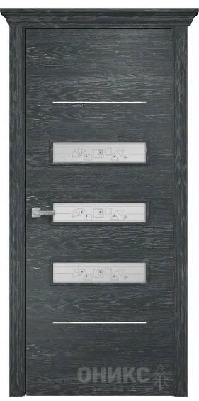 Дверь Оникс модель Трио цвет Серый дуб сатинат фьюзинг
