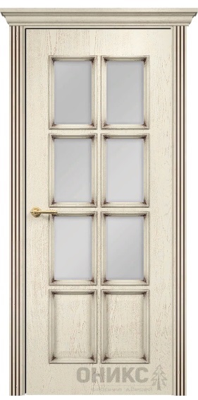 Дверь Оникс модель Неаполь цвет Слоновая кость патина коричневая сатинат
