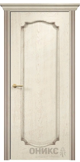 Дверь Оникс модель Венеция-2 цвет Слоновая кость патина коричневая
