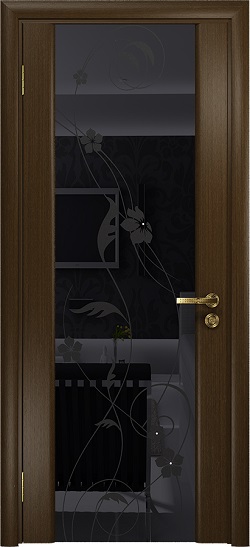 Дверь DioDoor Винтаж-3 венге черный триплекс Вьюнок глянцевый