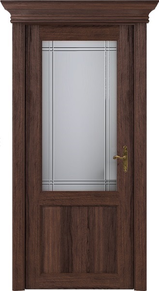 Дверь Status Classic модель 521 Орех стекло сатинато белое решётка Италия