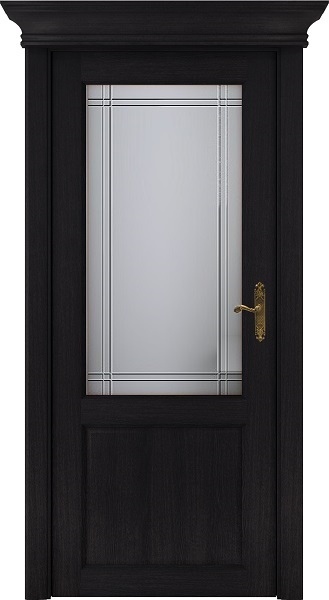 Дверь Status Classic модель 521 Дуб чёрный стекло сатинато белое решётка Италия