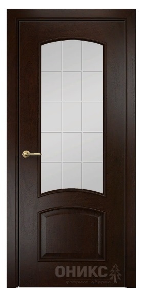 Дверь Оникс модель Прага цвет Палисандр стекло гравировка Решётка